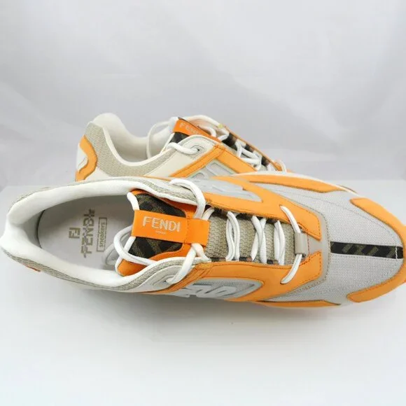 NIB$1350 FENDI FF-logo Textile Leather Faster Runner Low-Top Sneakers 12, US 13 - Picture 11 of 16